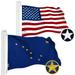 G128 Combo Pack: American USA Flag 2.5x4 Ft & Alaska Flag 2.5x4 Ft Both Embroidered SPUN Polyester Indoor/Outdoor Brass Grommets