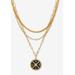Women's Yellow Gold Ion-Plated Stainless Steel 3-Strand Layered Necklace Set With Compass Pendant by PalmBeach Jewelry in Gold