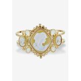 Women's Vintage-Style Cameo Hinged Bangle Bracelet In Yellow Goldtone 7.5" by PalmBeach Jewelry in Gold