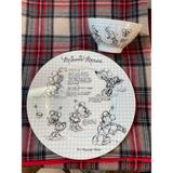 Disney Dining | Disney Minnie Mouse Sketch Book 2 Piece Place Setting Dinner Plate Bowl | Color: Black/White | Size: Os