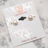 Giani Bernini Jewelry | Giani Bernini Sterling Silver Pearl Stud Earrings Nwt | Color: Cream/Silver | Size: Os