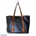 Dooney & Bourke Bags | Dooney And Bourke Black Pebbled Leather Tote Bag Brown Trim East West Shopper | Color: Black | Size: Os