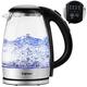 Glass Tea Kettle Temperature Control- Electric Hot Water Pot with 4 Colors LED Lights Variable Fast Heating Auto Shut-off & Boil-dry Protection (1.7L 1500W)