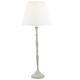 Soft White Vintage Metal Lathe Turned Tall Candlestick Table Lamp with Linen Tapered Drum Shade | 59cm Height | 1 x SES E14 Lamp Bulb Required | UK Approved | in-Line On Off Switch