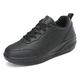 CXWRZB Women's Black Leather Fashion Trainers Wedge Running Sneakers Casual Rocker Walking Working Shoes Black Leather 2.5 UK