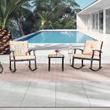 Festival Depot 3 Piece Seating Group w/ Cushions Metal in Brown | Outdoor Furniture | Wayfair PF22006-K