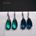 Boucles d'oreilles en argent 925 bijoux en forme de goutte d'eau pierres précieuses en Zircon