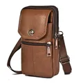 Sac à bandoulière Messenger pour homme cuir de vachette téléphone portable poudre poche