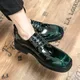 Chaussures Brogue de Marque pour Homme Vertes Brillantes Respirantes à Lacets Patchwork