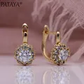 PATAYA – boucles d'oreilles pendantes en Zircon naturel blanc couleur or Rose pétale mignon