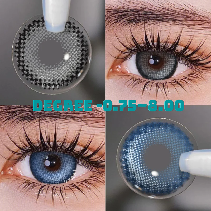 UYAAI 1 paire de lentilles de Contact de couleur pour les yeux lentilles avec dioptries lentilles de couleur myopie lentilles de Contact vertes lentilles bleues