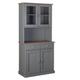 Buffet vaisselier 4 portes 2 tiroirs coloris gris