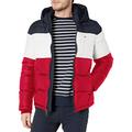 Tommy Hilfiger Herren Kapuzenjacke mit Puffern Daunenjacke für Oberbekleidung, Midnight/White/Red, M