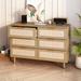 6 Drawers Natural Rattan Dresser with Rattan Drawers
