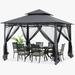 ABCCANOPY 9 x9 Patio Gazebo With Mosquito Netting and Double Soft Roof Canopies for Shade and Rain Dark Gray