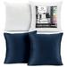 Clara Clark Plush Solid Decorative Microfiber Square Throw Pillow Cover with Throw Pillow Insert for Couch Navy Blue 20 x20 4 Piece Decorative Soft Throw Pillow Set