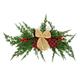 Artificial Christmas Swag Holiday Pine Door Window Snowy Pine Cones Holly Berries Wall Hanging Decor Winter Front Door Hanging Home Decoration with Burlap Ribbon Bow