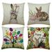 AURIGATE Spring Easter Pillow Covers 18x18 Set of 4 Rabbit Bunny Decorative Throw Pillow Covers Farmhouse Outdoor Pillowcase Holiday Linen Cushion Case for Couch Sofa Home Decor
