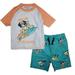 Quicksand Boys 2-Piece UPF 50+ Rash Guard and Swimsuit Trunks Set (4T Multi Surf Dog)