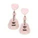 Belk Gold Tone Beaded Pink Heart Guitar Drop Earrings