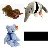 Assorted Ty Beanie Baby 4 Pack Bundle: Paul the Walrus Ty Beanie Baby Ants the Anteater Ty Beanie Baby - 1999 Holiday Bear Ty Beanie Baby - Mel The Koala