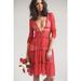 Free People Dresses | Free People Red Mesh Button Front Dress | Color: Red | Size: S