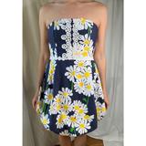 Lilly Pulitzer Dresses | Lilly Pulitzer Navy Daisy Ladybug Strapless Poof Skirt Dress | Color: Blue/White | Size: 6