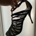 Coach Shoes | Coach Fantasia Black Leather Ankle Strap Open Toe Pewter 4” Heel Size 8.5 | Color: Black | Size: 8.5