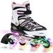 2PM SPORTS Cytia Pink Girls Adjustable Illuminating Inline Skates with Light up Wheels Fun Flashing Beginner Roller Skates for Kids