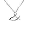 British Jewellery Workshops Silver 7x20mm Christian Fish symbol Pendant with a 1mm wide rolo Chain 18 inches