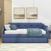 Red Barrel Studio® Ronette Twin Daybed w/ Twin Size Trundle Upholstered/Linen in Blue | 29 H x 42 W x 80 D in | Wayfair