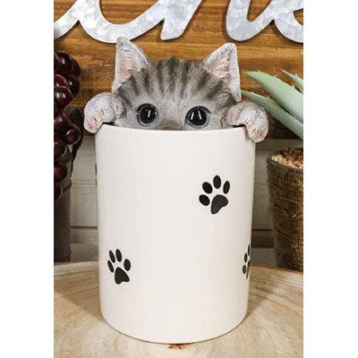 Red Barrel Studio® Hiding Cat Storage Jar Ceramic in White, Size 6.25 H x 3.75 W x 3.25 D in | Wayfair 6F976B6DF6D94B89B2A6723AD4761CEF