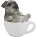 Winston Porter Karishama Mini Adorable Schnauzer Dog Teacup Resin, Glass in Gray/White | 3 H x 3 W x 2.25 D in | Wayfair