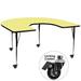 Flash Furniture XU-A6066-HRSE-YEL-T-A-CAS-GG Horseshoe Shaped Mobile Activity Table - 66"L x 60"W, Laminate Top, Yellow