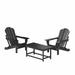 WestinTrends Malibu 3-Pieces Outdoor Patio Furniture Set All Weather Outdoor Seating Plastic Adirondack Chair Set of 2 with Coffee Table for Porch Lawn Backyard Gray