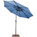 Gymax 10 Ft Patio Table Market Umbrella w/ 24 Solar LED Lights & Heavy-duty Base Blue