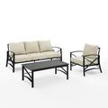 Crosley Furniture Kaplan Oil Rubbed Bronze 3 Piece Outdoor Sofa Set with Oatmeal Cushions