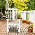 Ktaxon Outdoor Wood Rocking Chair Garden Wood Rocker Wooden Chair for Living Room Deck Yard White