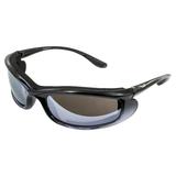 Global Vision Shadow Foam-Padded Motorcycle Sunglasses For Men & Women Shatterproof Polycarbonate Flash Mirror Lens w/ Two-Tone Black and Silver Frame