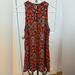 Free People Dresses | Free People Button Up Dress, Red/Orange/Navy Pattern, Size 2, Euc | Color: Blue/Red | Size: 2
