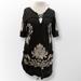 Free People Dresses | Free People Talia Mini Floral Embroidered Dress Size M | Color: Black/White | Size: M