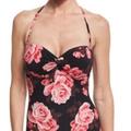 Kate Spade Swim | Kate Spade Rose Print 1 Pc Bandeau Swimsuit Black Pink Size S,M $142 *Nwt*! | Color: Black/Pink | Size: Various