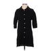 Shein Casual Dress - Shirtdress Collared 3/4 sleeves: Black Print Dresses - Women's Size Small