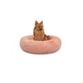 lionto Donutbett für Hunde und Katzen, Flauschiges Hundebett rund für kleine und große Heimtiere, Ø 60 cm, weiches Katzenbett aus kuscheligem Plüsch, Hundekissen mit extra Dicker Füllung, rosa