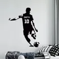 Autocollant mural personnalisé avec nom et numéro de joueur de football décalcomanies de football
