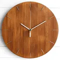 Horloge murale ronde en bois quartz silencieux sans tic-tac design moderne bureau salon