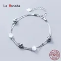 La Monada-Bracelet de perles en argent fin 925 pour femme bijoux féminins double boîte bijoux