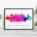 Pera Print Philadelphia Skyline Pennsylvania Poster Philadelphia Cityscape Painting Unframed Poster Philadelphia Pennsylvania Poster Home Office Wall Decor - 18x24 Inches