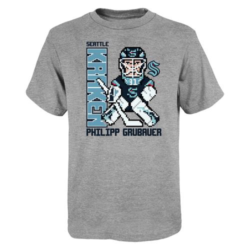 Jugend Philipp Grubauer Heather Grey Seattle Kraken Pixel Player 2.0 T-Shirt