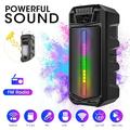 Solar Powered Soundbox RGB Bluetooth Speaker Wireless Portable Outdoor Speaker with Dual 16W Subwoofer TWS FM USB TF Card Karaoke Heavy Bass